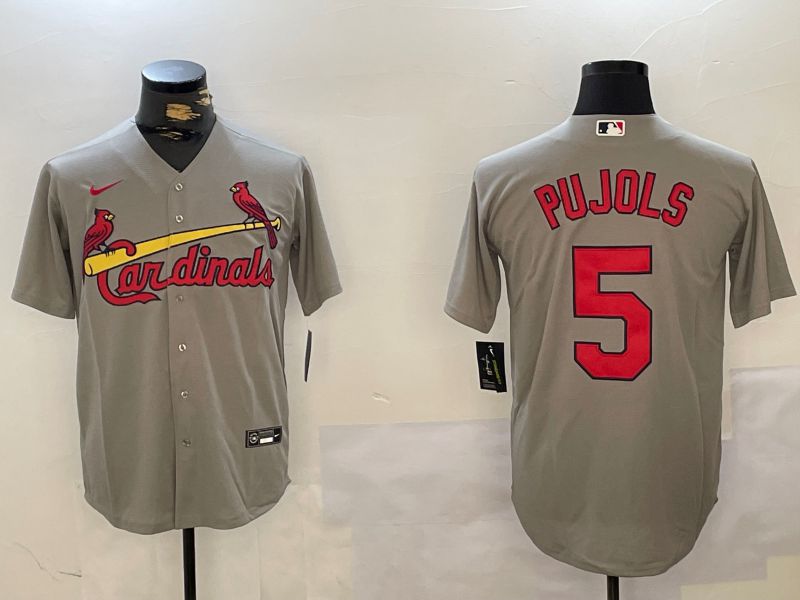 Men St.Louis Cardinals 5 Pujols Grey Game 2024 Nike MLB Jersey style 1